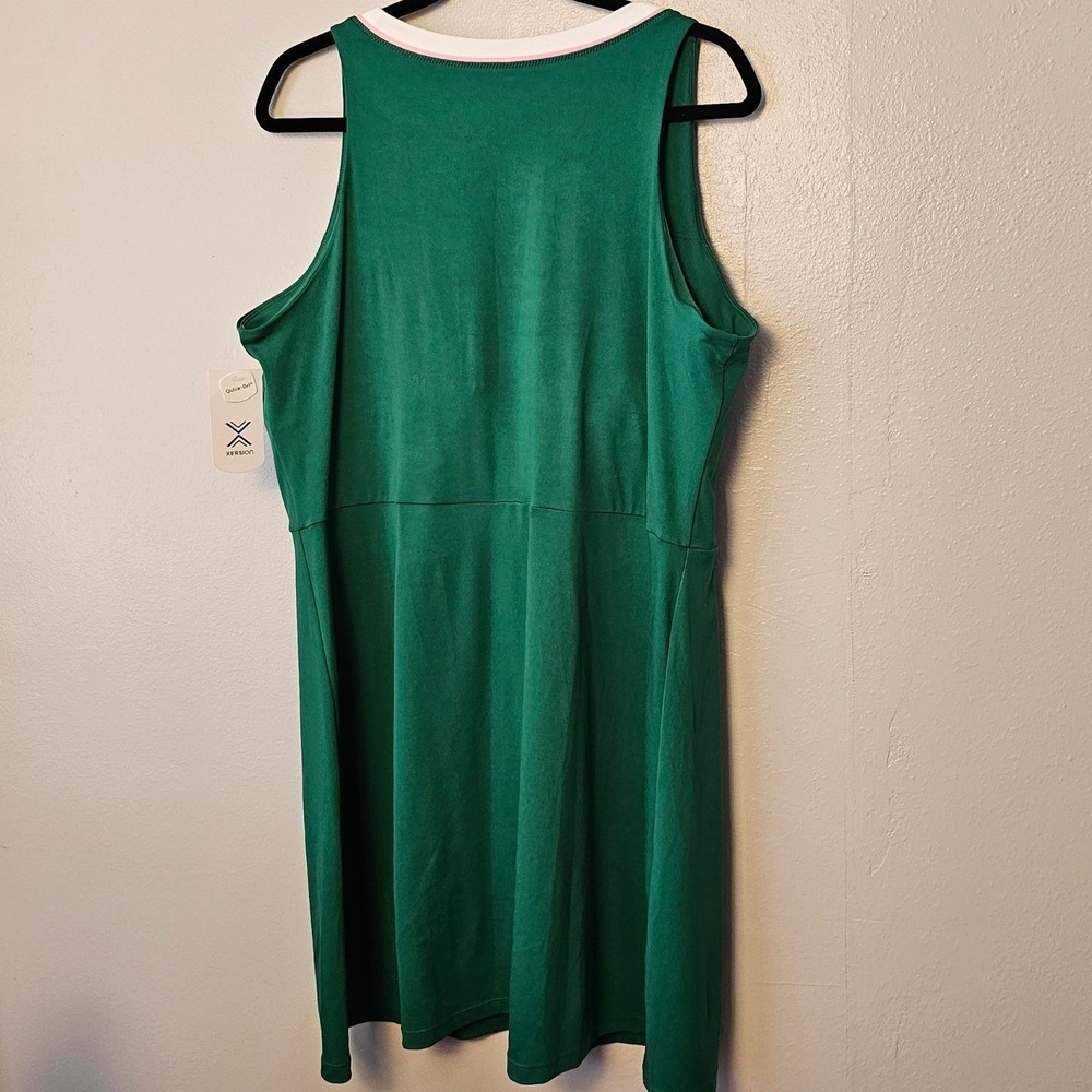 Xersion EverUltra-Lite Dress XXL Green Shady Glade White V-Neck Athletic 373525 - Picture 8 of 11